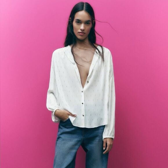 ZARA METALLIC THREAD SHIRT - Picture 2 of 6